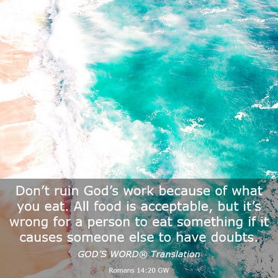 Picture 03 - Romans 14:20 GW - Don’t ruin God’s work because of what you - Bible Verse Picture