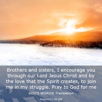 Picture 03 - Romans 15:30 GW - Brothers and sisters, I encourage you through our - Bible Verse Picture