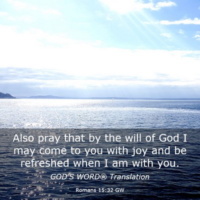 Picture 03 - Romans 15:32 GW - Also pray that by the will of God I may come to - Bible Verse Picture