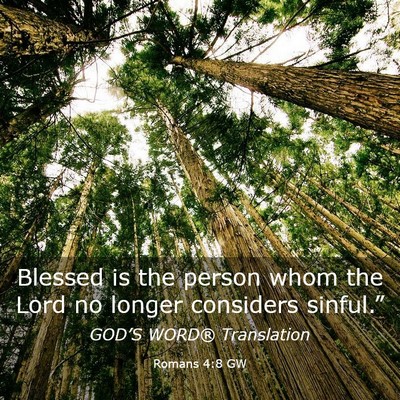 Picture 03 - Romans 4:8 GW - Blessed is the person whom the Lord no longer - Bible Verse Picture
