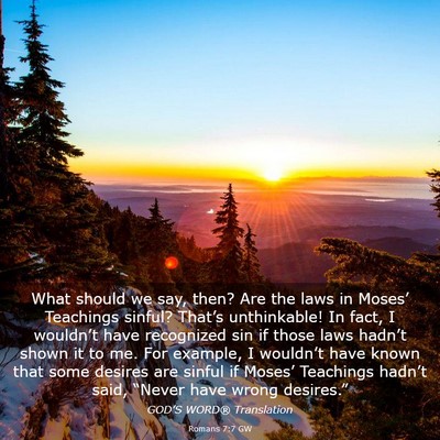 Picture 03 - Romans 7:7 GW - What should we say, then? Are the laws in - Bible Verse Picture