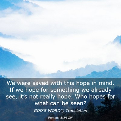 Picture 03 - Romans 8:24 GW - We were saved with this hope in mind. If we hope - Bible Verse Picture