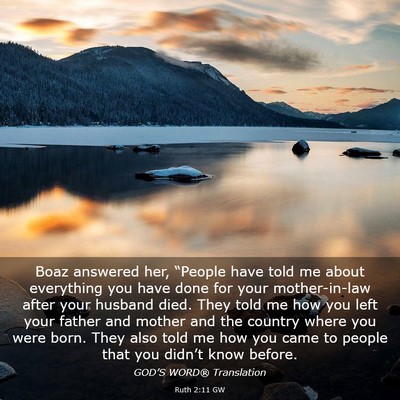 Picture 03 - Ruth 2:11 GW - Boaz answered her, “People have told me about - Bible Verse Picture