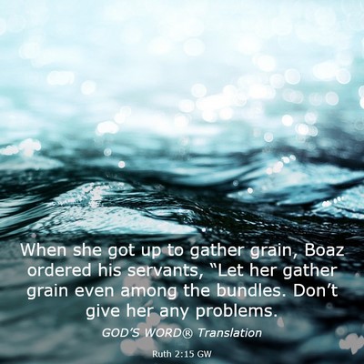 Picture 03 - Ruth 2:15 GW - When she got up to gather grain, Boaz ordered his - Bible Verse Picture