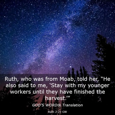 Picture 03 - Ruth 2:21 GW - Ruth, who was from Moab, told her, “He also - Bible Verse Picture