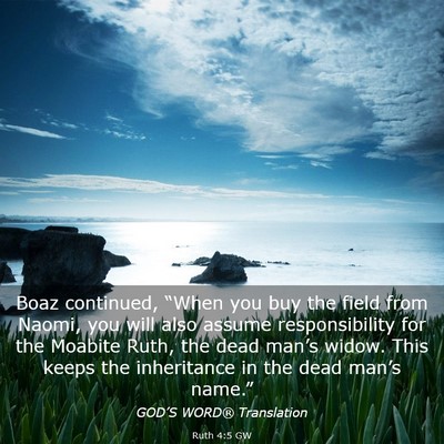 Picture 03 - Ruth 4:5 GW - Boaz continued, “When you buy the field from - Bible Verse Picture