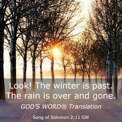 Picture 03 - Song of Solomon 2:11 GW - Look! The winter is past. The rain is over and - Bible Verse Picture