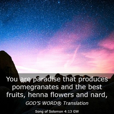 Picture 03 - Song of Solomon 4:13 GW - You are paradise that produces pomegranates and - Bible Verse Picture