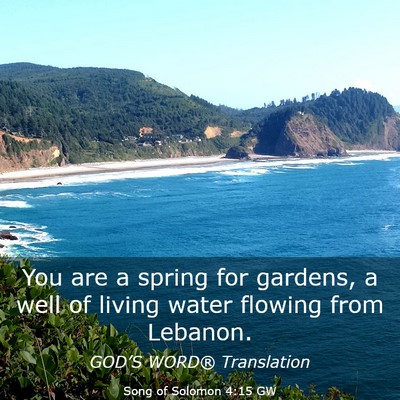 Picture 03 - Song of Solomon 4:15 GW - You are a spring for gardens, a well of living - Bible Verse Picture