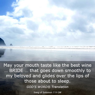 Picture 03 - Song of Solomon 7:9 GW - May your mouth taste like the best wine … BRIDE - Bible Verse Picture