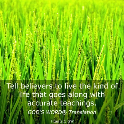 Picture 03 - Titus 2:1 GW - Tell believers to live the kind of life that goes - Bible Verse Picture