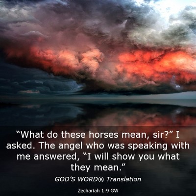Picture 03 - Zechariah 1:9 GW - “What do these horses mean, sir?” I asked. - Bible Verse Picture