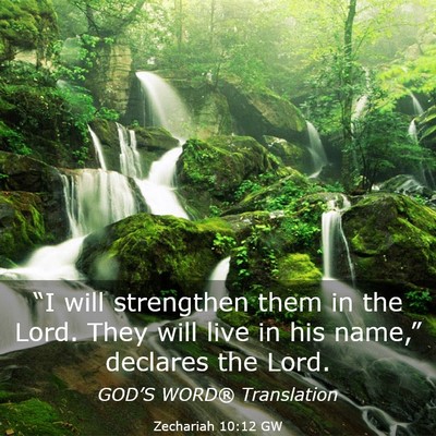 Picture 03 - Zechariah 10:12 GW - “I will strengthen them in the Lord. They will - Bible Verse Picture