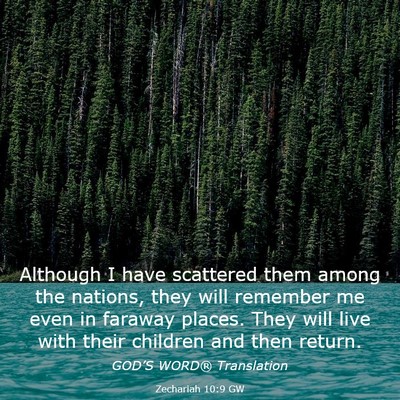 Picture 03 - Zechariah 10:9 GW - Although I have scattered them among the nations, - Bible Verse Picture