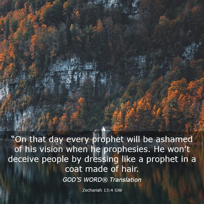 Picture 03 - Zechariah 13:4 GW - “On that day every prophet will be ashamed of - Bible Verse Picture