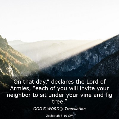 Picture 03 - Zechariah 3:10 GW - On that day,” declares the Lord of Armies, - Bible Verse Picture