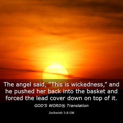 Picture 03 - Zechariah 5:8 GW - The angel said, “This is wickedness,” and he - Bible Verse Picture