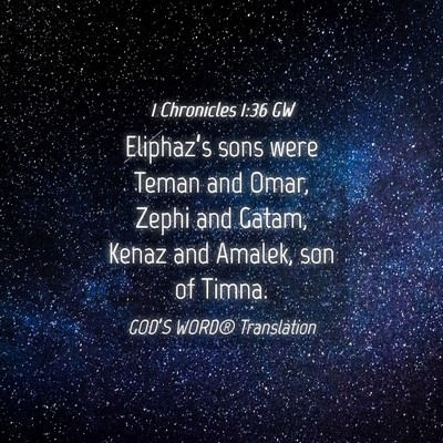 Picture 04 - 1 Chronicles 1:36 GW - Eliphaz’s sons were Teman and Omar, Zephi and - Bible Verse Picture