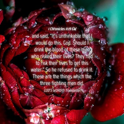 Picture 04 - 1 Chronicles 11:19 GW - and said, “It’s unthinkable that I would do - Bible Verse Picture
