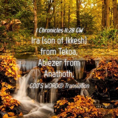 Picture 04 - 1 Chronicles 11:28 GW - Ira (son of Ikkesh) from Tekoa, Abiezer from - Bible Verse Picture