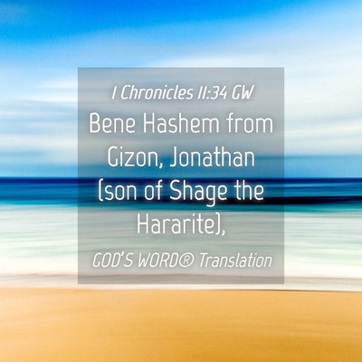 Picture 04 - 1 Chronicles 11:34 GW - Bene Hashem from Gizon, Jonathan (son of Shage - Bible Verse Picture