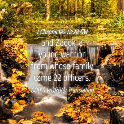 Picture 04 - 1 Chronicles 12:28 GW - and Zadok, a young warrior from whose family came - Bible Verse Picture
