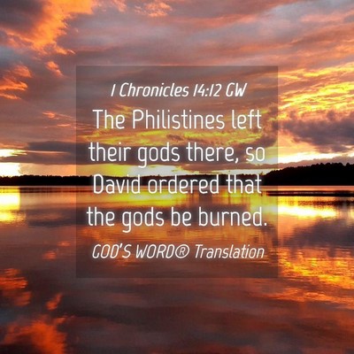 Picture 04 - 1 Chronicles 14:12 GW - The Philistines left their gods there, so David - Bible Verse Picture