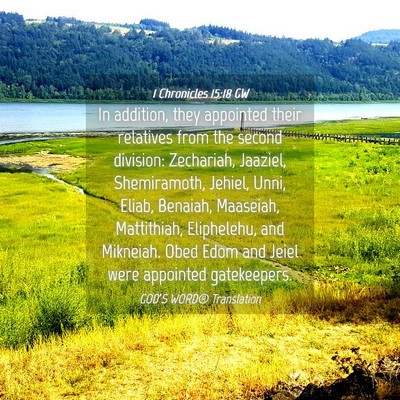 Picture 04 - 1 Chronicles 15:18 GW - In addition, they appointed their relatives from - Bible Verse Picture