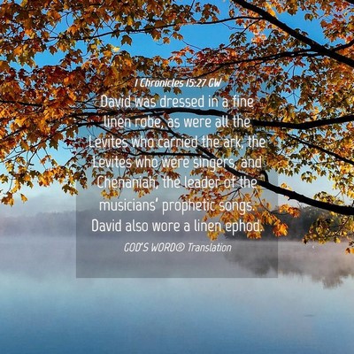 Picture 04 - 1 Chronicles 15:27 GW - David was dressed in a fine linen robe, as were - Bible Verse Picture