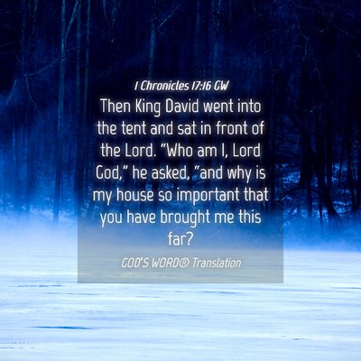 Picture 04 - 1 Chronicles 17:16 GW - Then King David went into the tent and sat in - Bible Verse Picture