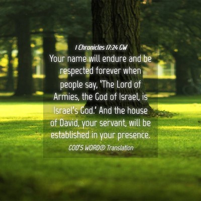 Picture 04 - 1 Chronicles 17:24 GW - Your name will endure and be respected forever - Bible Verse Picture
