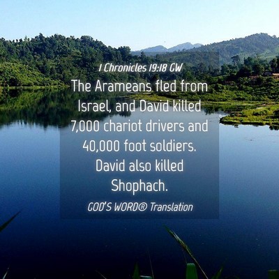 Picture 04 - 1 Chronicles 19:18 GW - The Arameans fled from Israel, and David killed - Bible Verse Picture