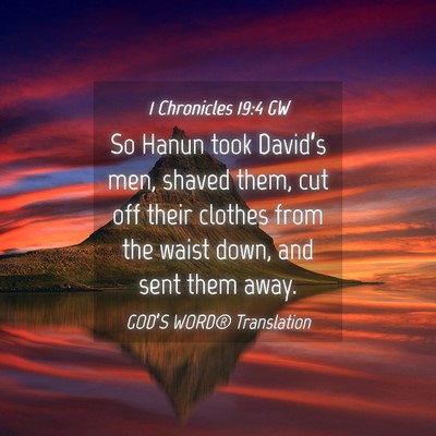 Picture 04 - 1 Chronicles 19:4 GW - So Hanun took David’s men, shaved them, cut off - Bible Verse Picture