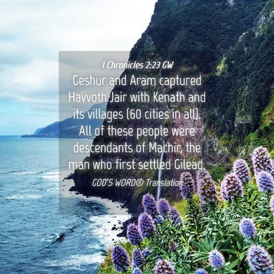 Picture 04 - 1 Chronicles 2:23 GW - Geshur and Aram captured Havvoth Jair with Kenath - Bible Verse Picture