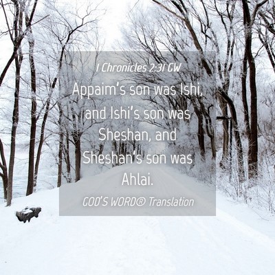 Picture 04 - 1 Chronicles 2:31 GW - Appaim’s son was Ishi, and Ishi’s son was - Bible Verse Picture