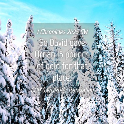 Picture 04 - 1 Chronicles 21:25 GW - So David gave Ornan 15 pounds of gold for that - Bible Verse Picture