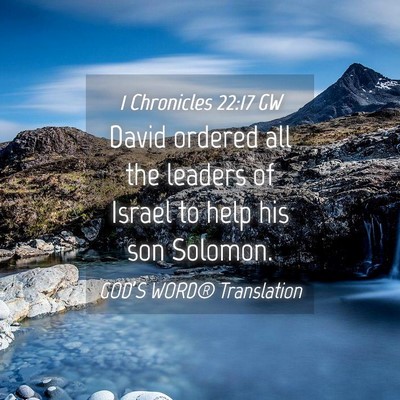 Picture 04 - 1 Chronicles 22:17 GW - David ordered all the leaders of Israel to help - Bible Verse Picture