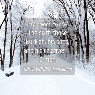 Picture 04 - 1 Chronicles 25:13 GW - The sixth chose Bukkiah, his sons, and his - Bible Verse Picture