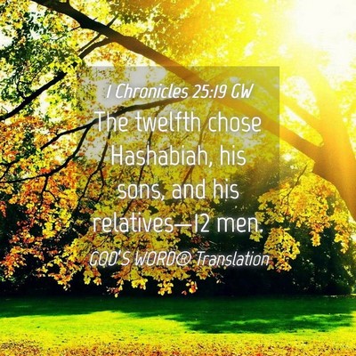 Picture 04 - 1 Chronicles 25:19 GW - The twelfth chose Hashabiah, his sons, and his - Bible Verse Picture