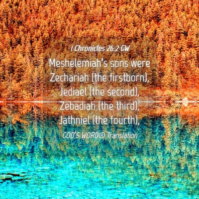 Picture 04 - 1 Chronicles 26:2 GW - Meshelemiah’s sons were Zechariah (the - Bible Verse Picture