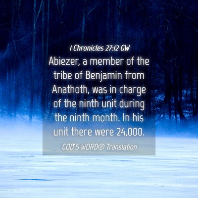 Picture 04 - 1 Chronicles 27:12 GW - Abiezer, a member of the tribe of Benjamin from - Bible Verse Picture