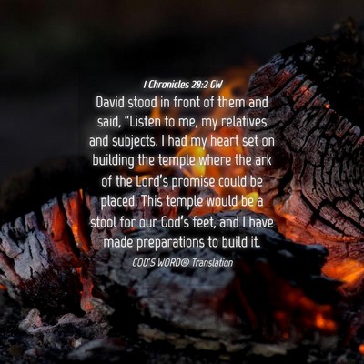 Picture 04 - 1 Chronicles 28:2 GW - David stood in front of them and said, “Listen - Bible Verse Picture