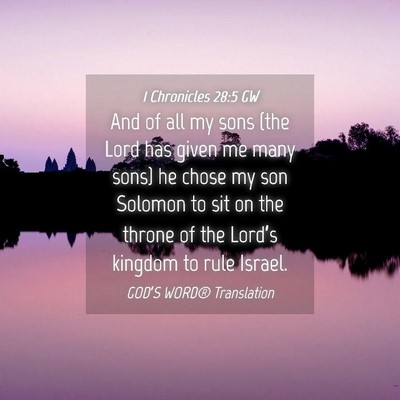 Picture 04 - 1 Chronicles 28:5 GW - And of all my sons (the Lord has given me many - Bible Verse Picture