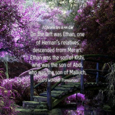 Picture 04 - 1 Chronicles 6:44 GW - On the left was Ethan, one of Heman’s relatives - Bible Verse Picture