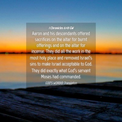 Picture 04 - 1 Chronicles 6:49 GW - Aaron and his descendants offered sacrifices on - Bible Verse Picture