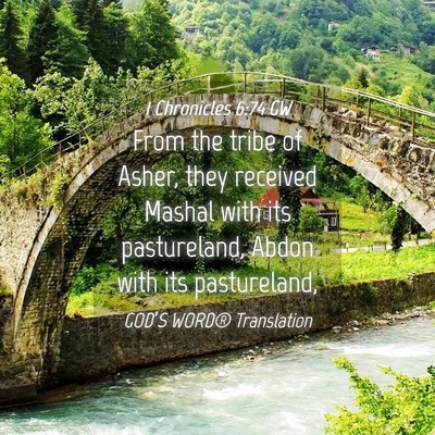 Picture 04 - 1 Chronicles 6:74 GW - From the tribe of Asher, they received Mashal - Bible Verse Picture