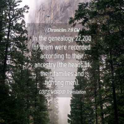 Picture 04 - 1 Chronicles 7:9 GW - In the genealogy 22,200 of them were recorded - Bible Verse Picture