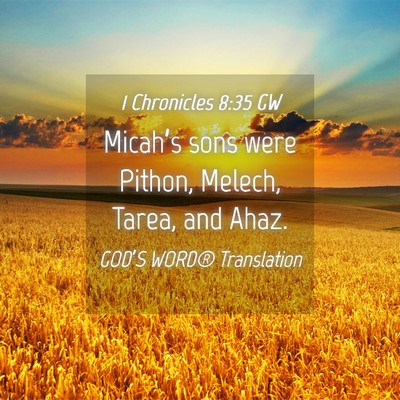 Picture 04 - 1 Chronicles 8:35 GW - Micah’s sons were Pithon, Melech, Tarea, and - Bible Verse Picture