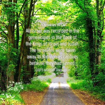 Picture 04 - 1 Chronicles 9:1 GW - All Israel was recorded in the genealogies in the - Bible Verse Picture