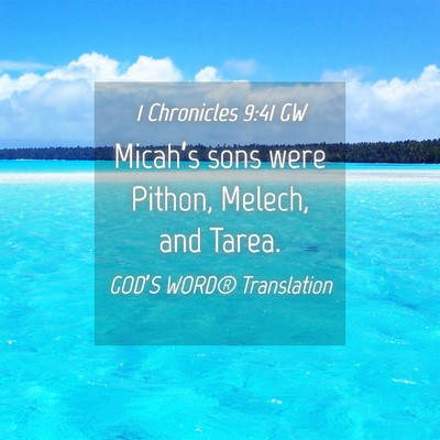Picture 04 - 1 Chronicles 9:41 GW - Micah’s sons were Pithon, Melech, and - Bible Verse Picture